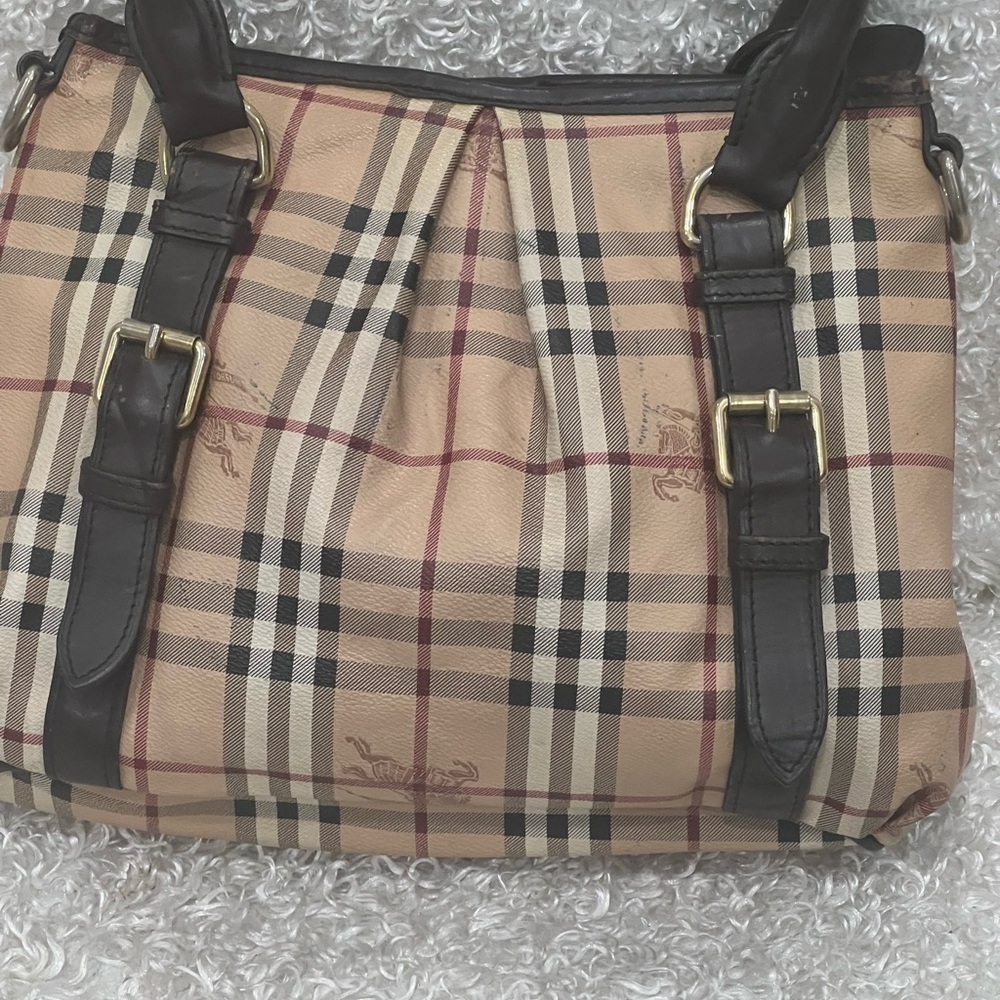 Burberry Northfield Convertible Haymarket Brown Canvas Tote - Picture 5 of 16